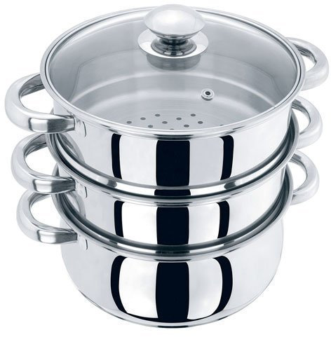 PRIMA 24cm 3 Tiers Steamer with Glass Lid