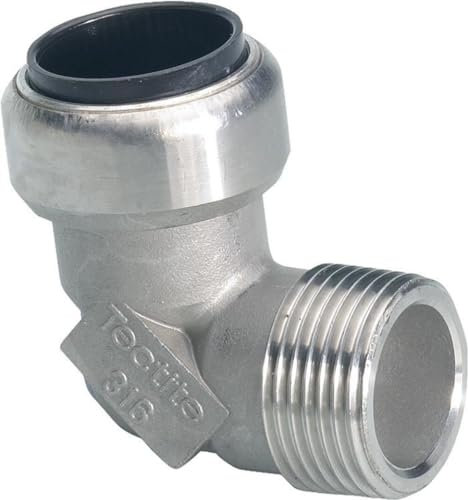 Edelstahl Steckfitting Tectite Übergangswinkel 90° mit AG 18 mm x R 1/2, TS092G