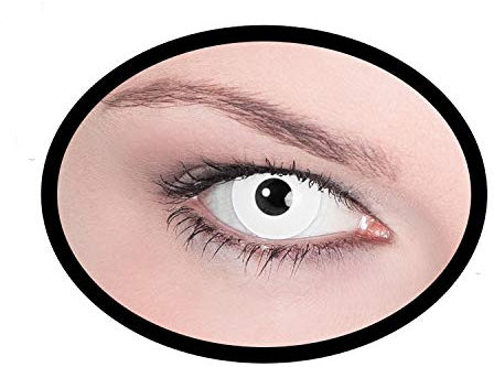 Maskworld Kontaktlinsen weiß - ohne Sehstärke, 1 Paar (2 Stück) Wochenlinsen / 7-Tage-Linsen weich deckend - Halloween Zombie Vampir Verkleidung