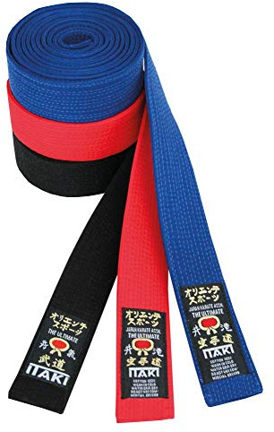 Itaki Professionell kampsport och kampsport bälte - Bomullsomslag - Färger: Svart, Blå, Röd - Judo, Aikido, Karate, Ju Jitsu, Kickboxing, Taekwondo