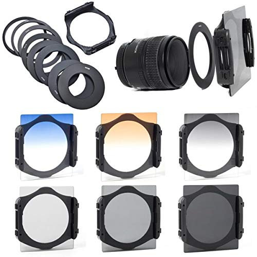 Allmähliche grau orange Blaue Filter Kit Cokin P 6pcs Filterlinse + 9pcs Ring Adapter