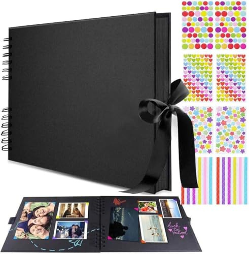 Scrapbook Photo Albums, DIY Albums 80 Pages A4 Craft Paper 11.8x8.3inch for Family Wedding Memory Recording Baby Gift (Without Pen)