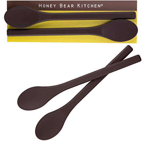 Honey Bear Kitchen Silicone Stirring Spoon (Set of 2, Dark Honey) for Coffee & Tea