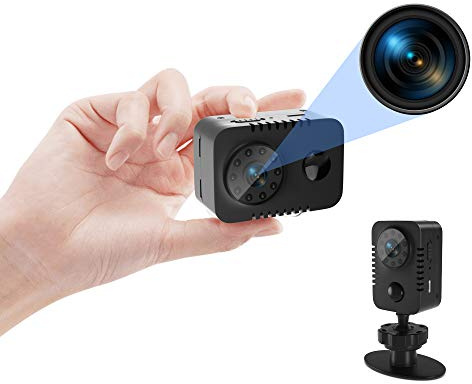 1080P mini spionagekamera dold kroppskamera videoinspelare bärbar poliskamera med PIR-rörelsesdetektor och mörkerseende Små Nanny-kameror hemövervakningskamera 60 dagars standby (ingen WLAN)