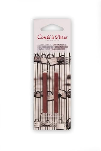 Conté à Paris 750395 Carré Skizzen Kreiden mit hoher Lichtechtheit aus hochwertigen Pigmente für Skizzen, Zeichnungen und Portraits - 2er Set Carré Rötel Medicis