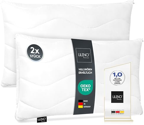 LILENO HOME Kopfkissen 70x90 (2er Set) – 95 °C waschbar, Oeko-Tex & Made in DE – Allergiker Kissen anpassbar für himmlischen Schlaf – Haut schmeichelndes & geruchsfreies Pillow weich