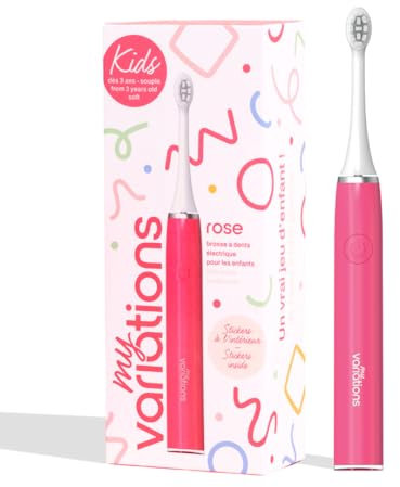 My Variations ® - Brosse à Dents Électrique Enfant - Technologie Sonique - 1 Mois d'Autonomie - Rechargeable - Recommandée par les Dentistes - 2 Modes - Minuteur 2 Min Intégré - 3 à 12 ans - Rose