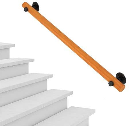 Pasamanos de madera maciza para escaleras interiores, barandilla de seguridad antideslizante, barandilla de seguridad para barras, lofts, pasillos, barra de soporte de montaje en pared, 330 cm