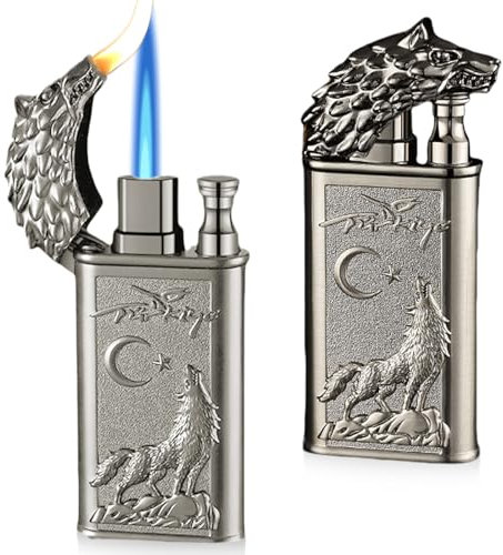 2 Stück Sturmfeuerzeug Jetflamme, Feuerzeug Gas Nachfüllbar Flammenmodus Umschaltbar, Winddicht Sturmfeuerzeug Jet Feuerzeug Gasfeuerzeug für Küche (Verkauft ohne Butangas)