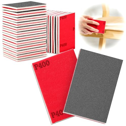 TXXATX 400 Grano Lija para Madera 27 Piezas Esponjas de Lijado Húmeda y Seca Esponja Lijadora Flexibles para Paneles de Yeso Madera Muebles Metal Pulido Pintura Carrocería Reparación