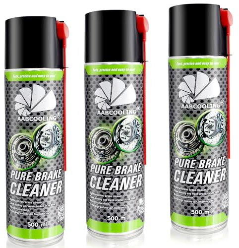 AABCOOLING Nettoyant Freins Vélo 3x 500 ml – Spray Dégraissant Puissant, Nettoie Disque, Plaquettes, Étrier, Élimine huile, graisse, poussière, Évaporation rapide, Entretien atelier et maison