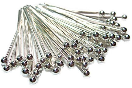 Geralin Gioielli 60 Silber Kettelstifte Nietstifte Kopfstifte Prismenstifte mit Kugel 20x0.5mm