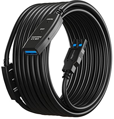 MutecPower 15m USB 3.0 Activo Cable Macho a Hembra con 2 chipsets de extensión - Cable de extensión Activa/Cable repetidor - 15 Metros