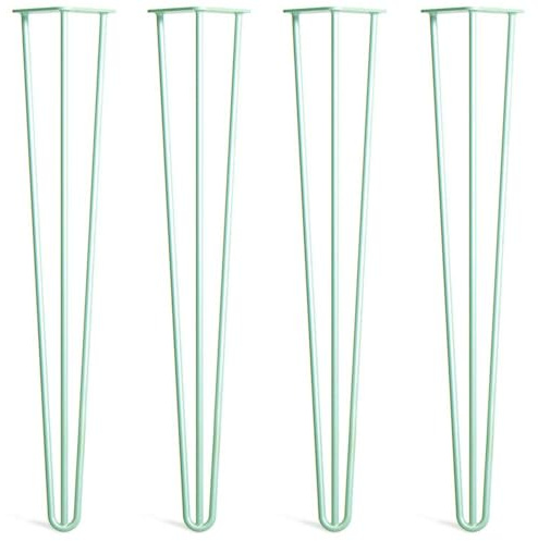 [HLC] 4 x Hairpin Table Legs – Superior Double Weld Steel Construction With Screws, Build Guide & Protector Feet Worth £8 Included! – 10mm Steel [28/71cm,Pastel Green]