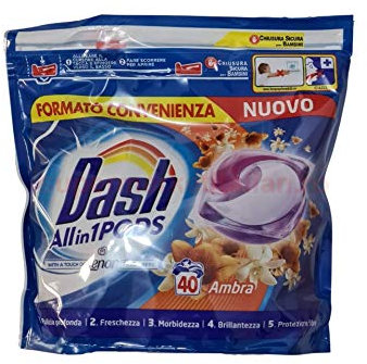 Dash PODS Allin1 Detersivo Lavatrice in Capsule Ambra 40 Lavaggi