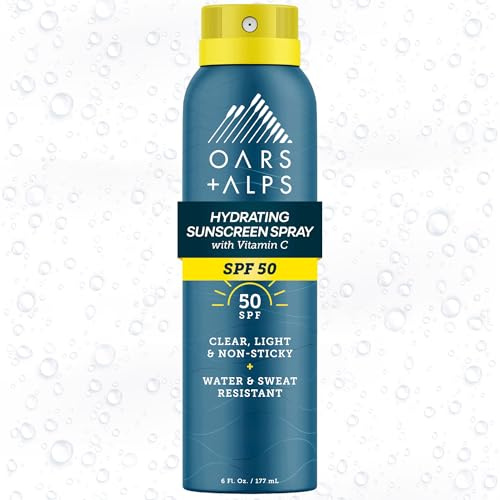 Oars + Alps SPF 50 Face & Body Broad Spectrum Sunscreen Spray | Fast-Absorbing, Lightweight, Non-Greasy, Hawaii Reef Act 104 Compliant, Water-Resistant, Octinoxate + Oxybenzone Free, 6 Oz, 1 Pack