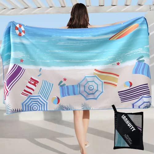 LANHUIYY microfaser Strandtuch - Strandtuch groß 160x80cm -Strand handtücher sandfrei - schnell trocknende und leichte Strand handtücher. Geeignet für Camping, Fitnessstudio, Strand.