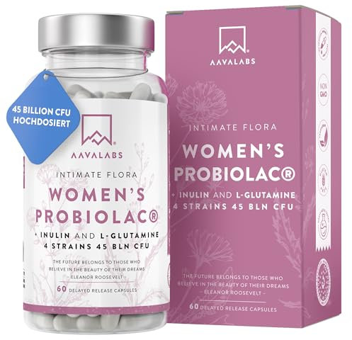 Kulturen Komplex für Frauen - Probiotika Frauen Intimflora Darmflora 45MrdKBE 4Stämme Darmbakterien: Lactobacillus Acidophilus Crispatus Lactobacillus Rhamnosus Plantarum Inulin L-Glutamin 60 Kapseln