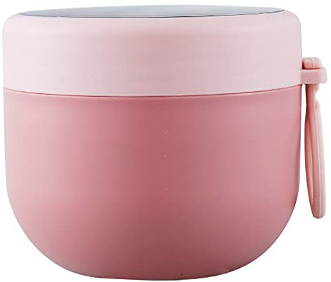 FZQBEY Tasse à Céréales, 600 ML Bol de Céréales avec Poignée et Cuillère Pliante, Gobelet Boîtes de Soupe Portable Pot de Yaourt Etanche Tasse de Petit Déjeuner pour Micro-Ondes et Réfrigérateur