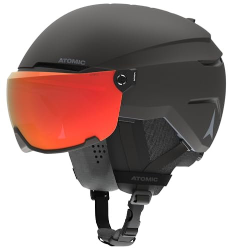 Atomic Savor Visor Photo Skihelm mit Visier - Black - Größe S - Maximale Stoßdämpfung - Active Aircon Belüftungssystem - Hochwertige Verspiegelung für klare Sicht, 51-55