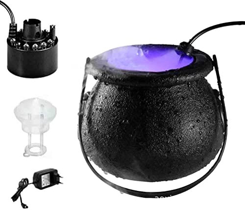 KKPLZZ Halloween-Nebelmaschine, Hexenkessel mit Farbwechsel, 12 LED-Licht, Halloween-Hexenkessel, Nebelmaschine, Nebelmaschine Halloween-Partydekorationen