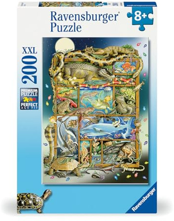 Ravensburger barnpussel - 12000866 reptiler på hyllan - 200 bit XXL-pussel för barn från 8 år och uppåt