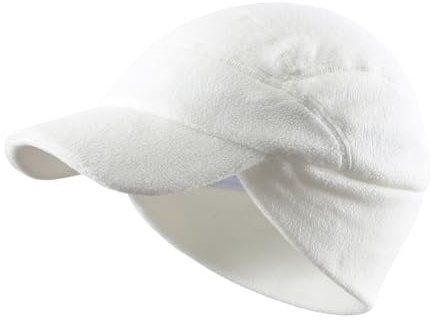 Magracy Cappello invernale da uomo con visiera in pile per attività all'aperto, berretto con paraorecchie unisex, bianco, Taglia unica