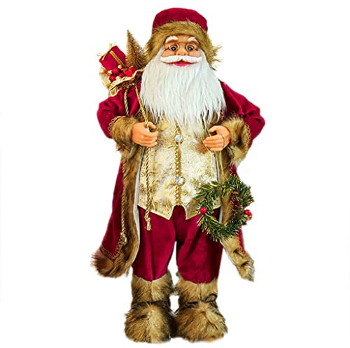 MULAIDI 30,5 cm / 45,7 cm / 61 cm Weihnachtsmann-Figuren mit Kranz, Geschenktüte, Ornamente für Spielzeug, Urlaub, Party, Heimdekoration, Weihnachtsmann-Figuren, groß
