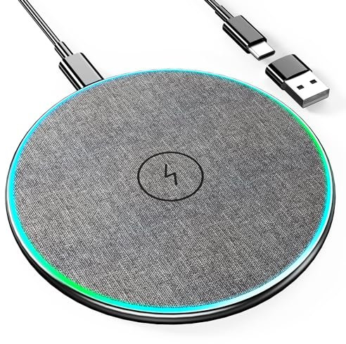 Chargeur sans Fil Rapide 15W Max, Chargeur Induction Rapide pour iPhone 15/15 Plus/ 14/14 Pro max/13/12/11/XS Max/XR/XS/X/8, Samsung Galaxy S24/S23/S22/S21/S10/S9/S8/Note 20/10/9/8, Huawei,Xiaomi