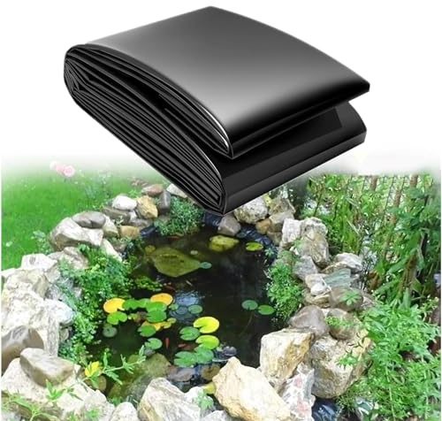 Revestimiento de Estanque de HDPE Flexible Lámina para Estanque Resistente Lona Estanque Impermeable Membrana para estanques pequeños, estanques de Peces, Fuente de jardín, Negro
