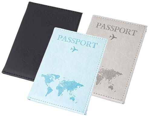 NCZCDZSW Reisepasshülle 3 Stücke Passport Hülle PU-Leder Verschleißfest Passport Cover Passport Wallet Passport Holder Reisepasshüllen Pass Hülle Reisepass für Reisepässe Kreditkarten Personalausweise