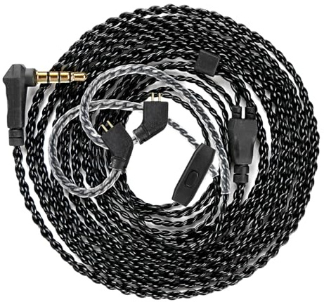 KBEAR - Cavo IEM KS1 2m, CCZ C01 4N OFC, cavo di ricambio aggiornato per CCZ Melody, DC01 PRO, MC02, DC02, DC03, NC01, KS2, Storm (2m, pin TFZ con microfono, nero)