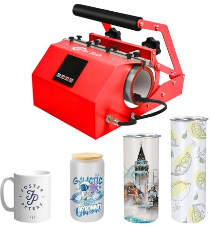 ColorSub Mug Press Tumbler Heat Press Machine, Sublimation Mug for 11-30oz Heat Press Printer, Cup Press Machine DIY Blank Transfer Presse Glasses (Red)