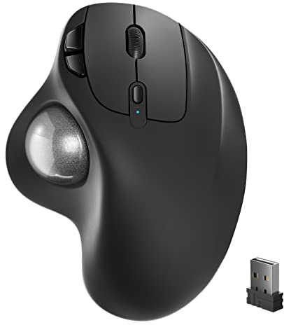 Nulea Ergonomic Rechargeable M501 Trackball – Thumb-Operated, Precise, 3 Devices (Bluetooth/USB), Compatible with PC, Laptop, Mac, Windows（Bright Silver）