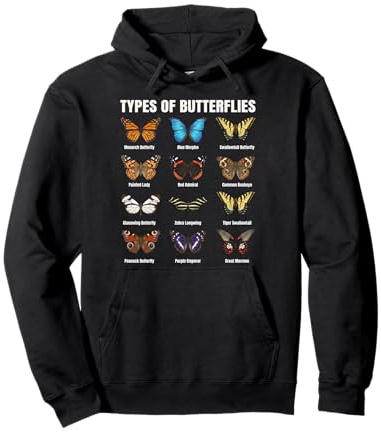 Types de Papillons, Tableau des espèces de Papillons Sweat à Capuche