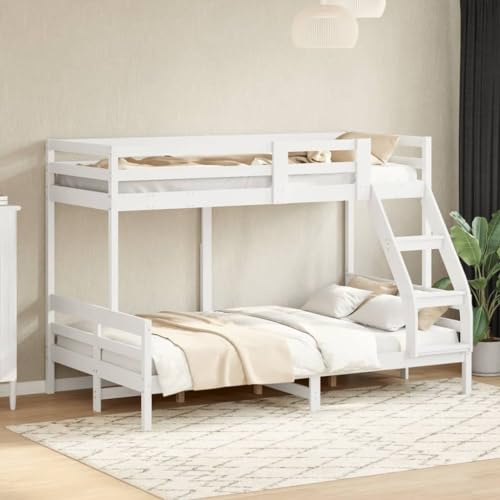 Frdhee Letto matrimoniale per anziani, letto a castello, 90 x 200/120 x 200 cm, in legno massiccio di pino, per adulti e ragazzi, confezione compatta, facile da montare
