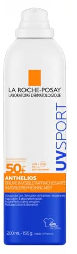 La Anthelios UV Sport Bruma invisible refrescante SPF50+ de La Roche Posay, con vitminaE, glicerina y agua termal, para todos los tipos de piel, 200ml