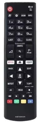 LG ersättningsfjärrkontroll AKB75095308 med Netflix och Prime Video-knapp, universell kompatibel med 3D, HDTV, LCD, LED smarta TV-apparater för alla LG TV-modeller