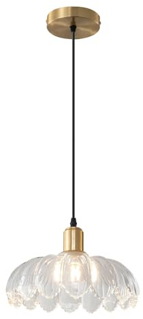 HUAYUSEDF Kreativ blomformad hänglampa i glas, taklampa nordisk industristil, E26 ljuskälla enkel ljuskrona, restaurang Vardagsrum Balkong dekoration Ljusarmaturer