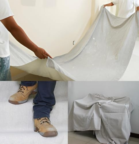 JMS Bridge 3 Pack Cotton Twill Dust Sheets 12ft x 6ft (3.65m x 1.82m)Approx – Heavy Duty Drop Cloths for Painting & Decorating – Reusable Furniture & Floor Protection for DIY & Professional Decorators