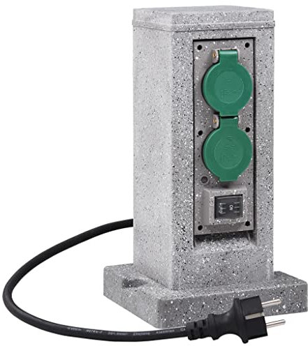 vidaXL Prise de Jardin avec Pilier de Capteur Crépusculaire Electrique Prise d'Extérieur Colonne de Prises Courant Convient à Tondeuse Taille-haie Plastique