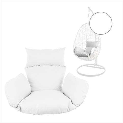 Kideo® Sitzkissen für Hängesessel, Swing Chair Kissen, Ersatzkissen, Wechselkissen, waschbar, 2-teilig, weiß Uni (Nest, 1000 Snow)