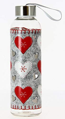 Cerve Bottiglia Borraccia in Vetro con Laccetto Felt Hearts 500 CC