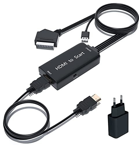 TLsiwio Convertitore da HDMI a SCART, Adattatore HDMI SCART Converter HDMI to Scart Composito Video HD Audio Stereo Ingresso HDMI per SKY HD Blu-Ray Lettore HDTV STB VHS
