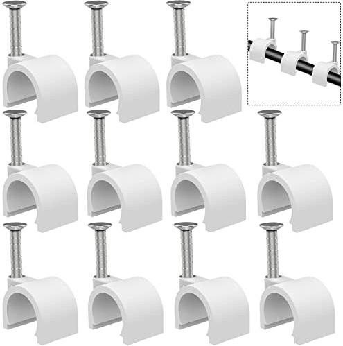 Cable Clips 10mm Nail in Cable Holder Clip 100 Pcs Wire Clips Speaker Tacks for Cords Coax Clamps Ethernet Cord Tacks RG6 RG59 CAT6 RJ45 Wall Wire Organizer