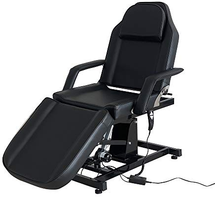 Mesa de masaje ajustable cama de masaje plegable eléctrica de piel sintética para salón profesional y hogar, 82 cm (L) x 180 cm (ancho) x 63-87 cm (H) (negro)