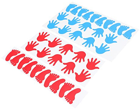 SUPVOX 40-Piece Footprint & Handprint Sticker Set, Removable Floor Decals for Interactive Playrooms, Classrooms & Nursery Decor, Red & Sky Blue Design