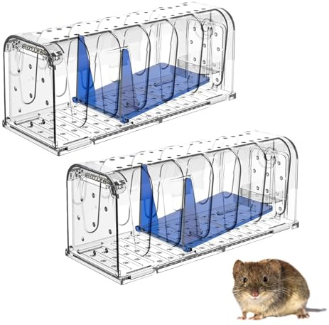 Momooda Humane Mouse Traps Bucket for Indoors That Work, Live Catch Rodent Mice, No Kill, No Touch Release, Reusable, New Highly Sensitive, 2 Pack
