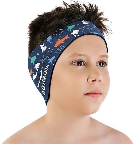 AqtivAqua Diadema de natación con protección para los oídos, para niños, adultos, hombres, mujeres, niños pequeños (color: azul P1, tamaño: mediano)