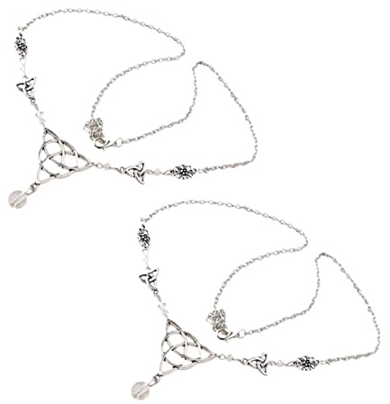 Healeved Cadena Cabeza 2 Piezas Tamaño Estándar Aleación Blanca Runas Para Boda Mujer Niña Fiesta Tocado Frontal Decoración Cabello